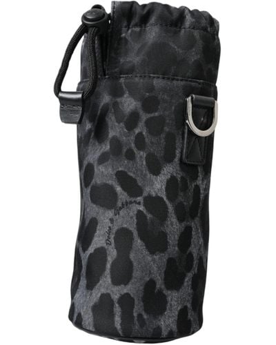 Dolce & Gabbana Black Leopard Round Slim Tote Bottle Cage Bag