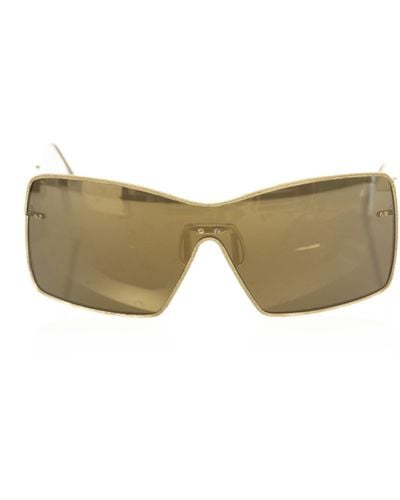 Frankie Morello Elegant Metallic Shield Sunglasses - Natural