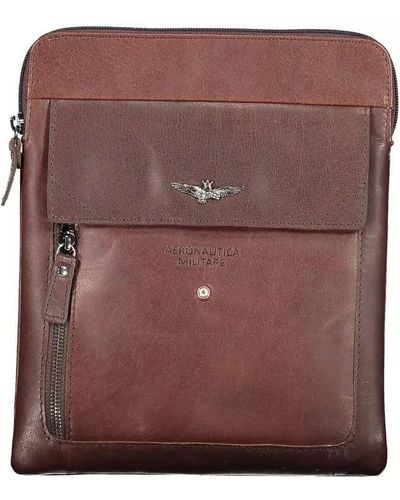 Aeronautica Militare Elegant Leather-Poly Shoulder Bag With Contrasting Details - Brown