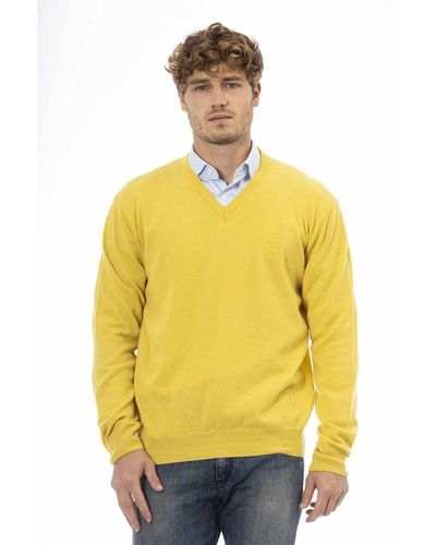 Sergio Tacchini Elegant V-Neck Wool Sweater - Yellow