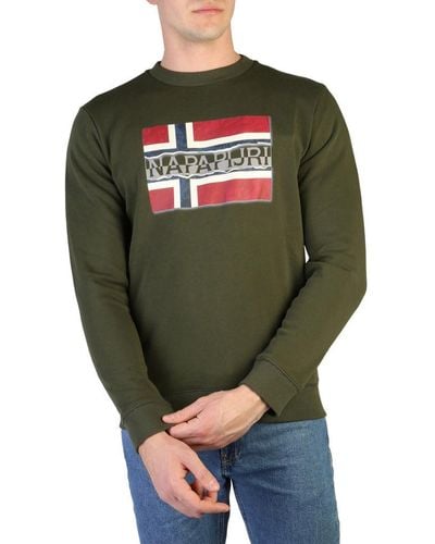 Napapijri Round Neck Solid Color Sweatshirt - Green