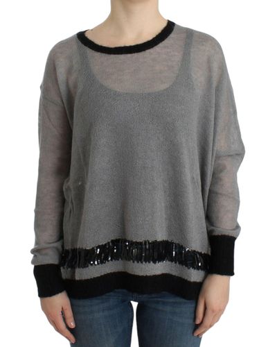 CoSTUME NATIONAL Embellished Asymmetric Sweater Gray Sig12049