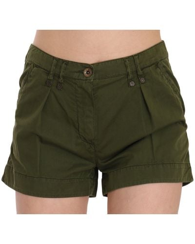 Plein Sud Mid Waist Cotton Mini Shorts Green Pan70243