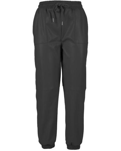 Yes-Zee Chic Drawstring Leatherette Pants For Her - Gray