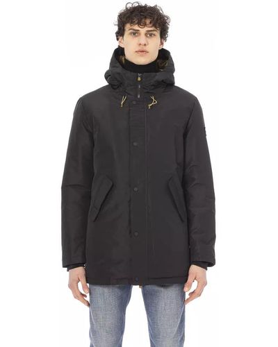 Baldinini Sleek Long Jacket With Monogram Detail - Black