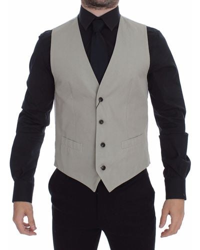 Dolce & Gabbana Beige Silk Blend Dress Formal Vest Gilet - Brown