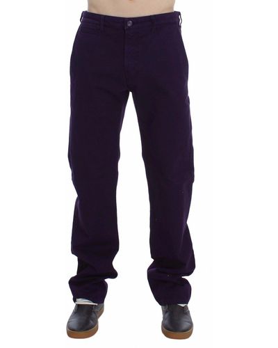 Gianfranco Ferré Purple Cotton Stretch Purple Fit Pants - Blue