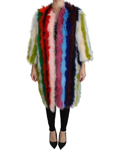 Dolce & Gabbana Gorgeous Long Coat With Hook And Eye Closure - Multicolor