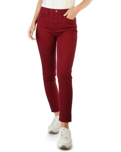 Super High Waisted Stretchy Skinny Jeans - Red –