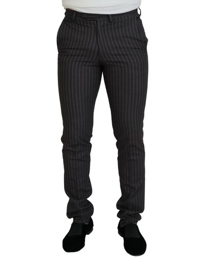 Bencivenga Elegant Striped Dress Pants For - Black