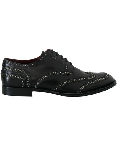 Dolce & Gabbana Elegant Studded Derby Shoes - Black