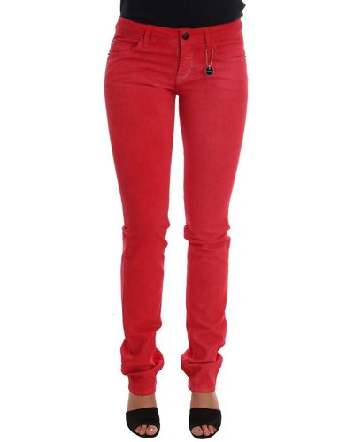 CoSTUME NATIONAL Cotton Stretch Slim Jeans - Red