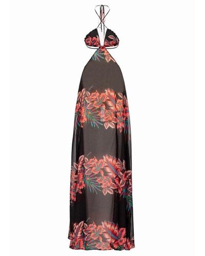 Pinko Elegant Floral Split Dress - Red