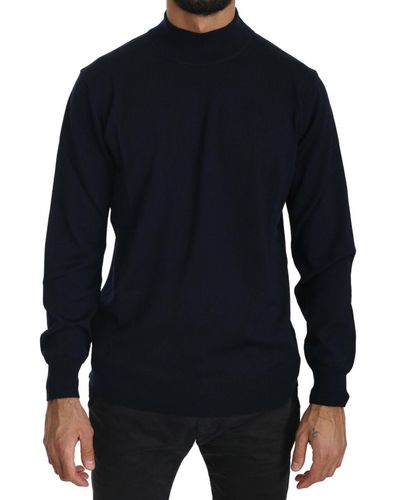 Mila Schon Dark Blue Crewneck Pullover 100% Wool Sweater