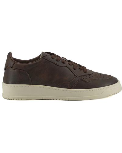 Saxone Of Scotland Brown Leather Low Top Sneakers - Black