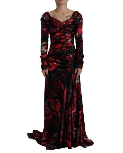 Dolce & Gabbana Elegant Floral A-Line Sheath Dress - Black