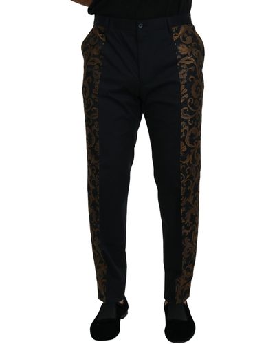 Dolce & Gabbana Jacquard Cotton Pants - Black