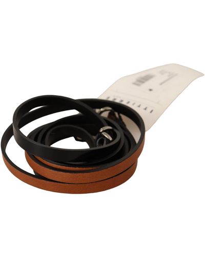 CoSTUME NATIONAL Leather Silver Tone Buckle Belt - Black