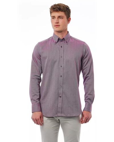 Bagutta Elegant Burgundy Button-Down Shirt - Purple