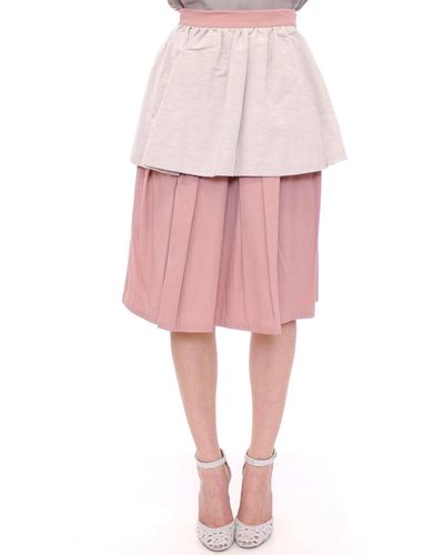 Comeforbreakfast Knee-length Pleated Skirt Pink Mom10047