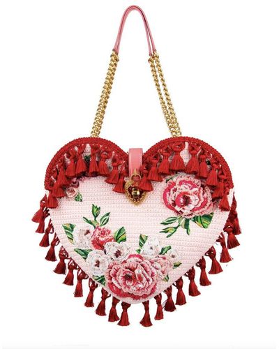 Dolce & Gabbana Pink Cotton Crossbody Bag - Red