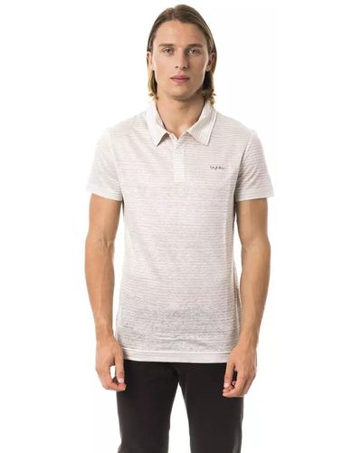Byblos Elegant Linen Polo With Chest Embroidery - White