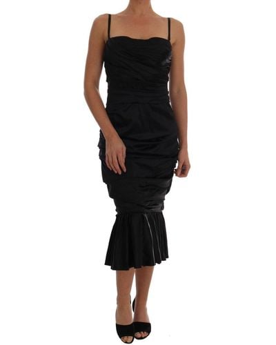 Dolce & Gabbana Dolce Gabbana Black Mermaid Ruched Gown Dress