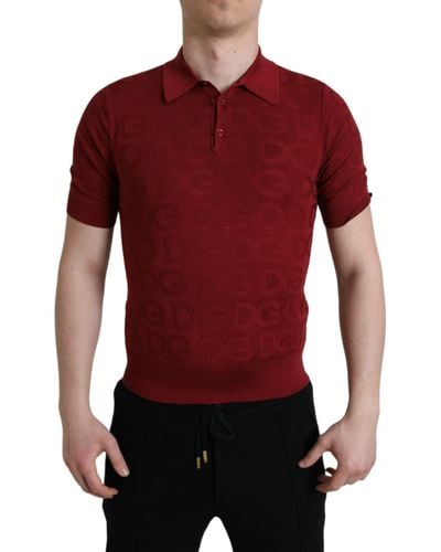 Dolce & Gabbana Elegant Silk Polo T-Shirt - Red
