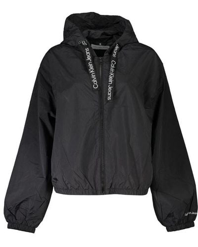 Calvin Klein Sleek Long-Sleeved Hooded Sports Jacket - Black