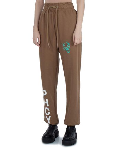 Pharmacy Industry Chic Cotton Jersey Pants With Logo Print - Natural