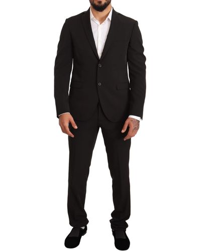 Domenico Tagliente Black Polyester Slim 2 Piece Set Tagliente Suit
