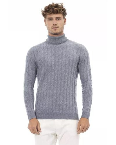 Alpha Studio Elegant Turtleneck Sweater - Blue