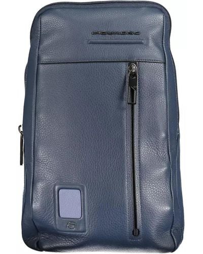 Piquadro Leather Shoulder Bag - Blue