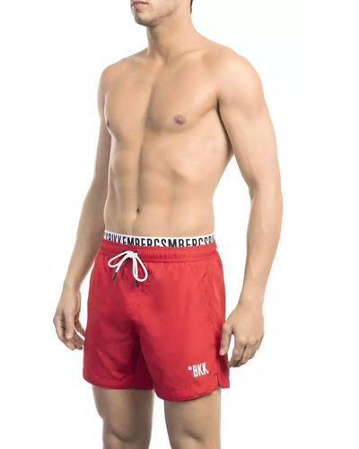 Bikkembergs Elastic Waistband With Drawstring Beachwear Swimwear - Red