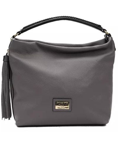 Pompei Donatella Chic Leather Shoulder Bag - Black