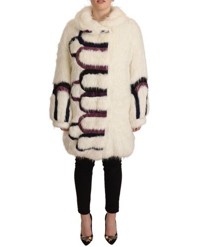 Custoline Fur Long Sleeves Trench Coat Jacket - Natural