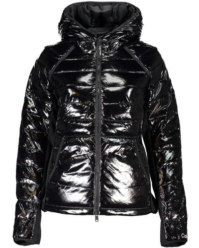 Calvin Klein Chic Hooded Nylon Jacket With Contrast Details - Black