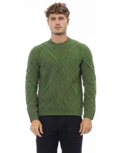 Alpha Studio Elegant Crewneck Sweater In Lush - Green