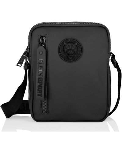 Philipp Plein Sleek Messenger Bag With 3D Logo And Zip Closure - Black