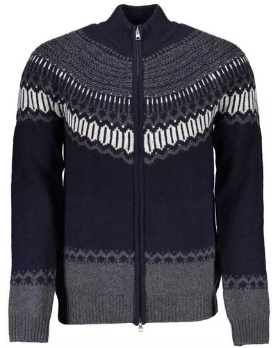GANT Ele Long Sleeve Zip Cardigan With Contrast Detail - Blue