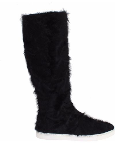 Dolce & Gabbana Xiangao Lamb Fur Leather Boots - Black