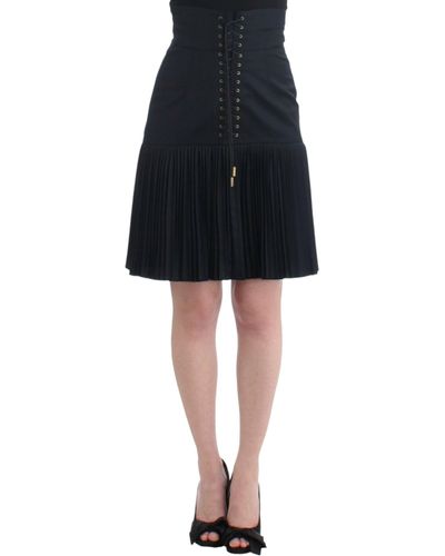 Cavalli Pleated Laced Skirt - Black
