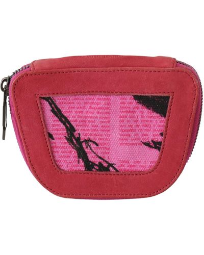 Pinko Pink Suede Printed Coin Holder Women Fabric Zippered Purse