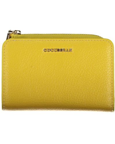 Coccinelle Elegant Leather Wallet With Secure Fastenings - Yellow