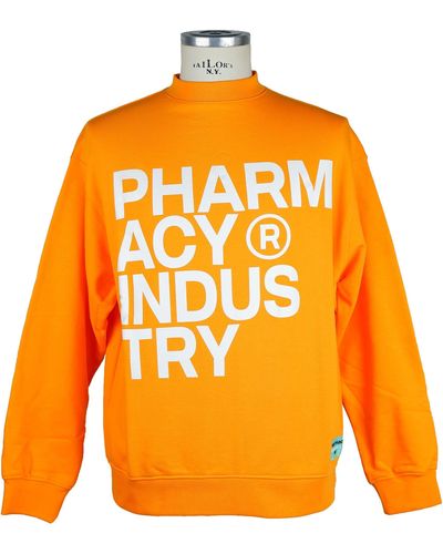 Pharmacy Industry Cotton Crewneck Logo Sweatshirt - Orange