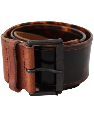 Ermanno Scervino Dark Brown Leather Wide Buckle Belt - Black
