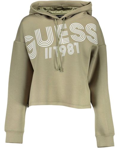Guess Chic Hooded Sweatshirt With Logo Print - Green