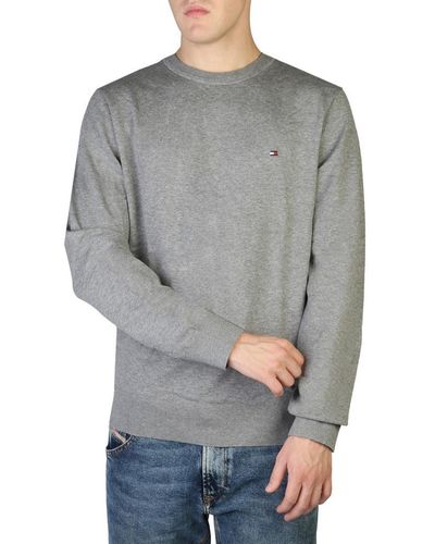 Tommy Hilfiger Solid Color Round Neck Long Sleeve Sweater - Gray