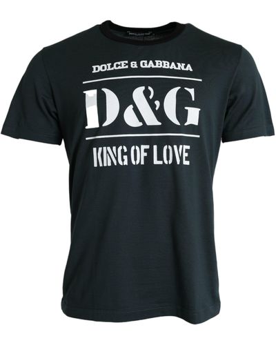 Dolce & Gabbana Black Dotted Crewneck  Cotton T-shirt main image 1