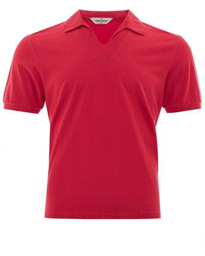 Gran Sasso Fuchsia Silk Polo Shirt - Red